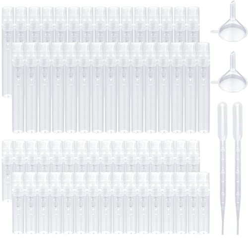 GZhaimai 60 Stk Zerstäuber Sprühflasche, Mini Parfümzerstäuber Sprühflasche, Nachfüllbar Zerstäuber mit Pipette & Trichter, für Parfüm & Flüssigkeit(3ml 5ml)