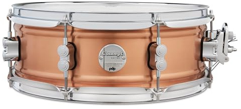 Pacific Drums Concept Series Metal Snare, 14 x 5, 1.2mm Natural Satin Brushed Copper | A rolled 1.2mm copper shell for full attack with darker tone and a brushed exterior
