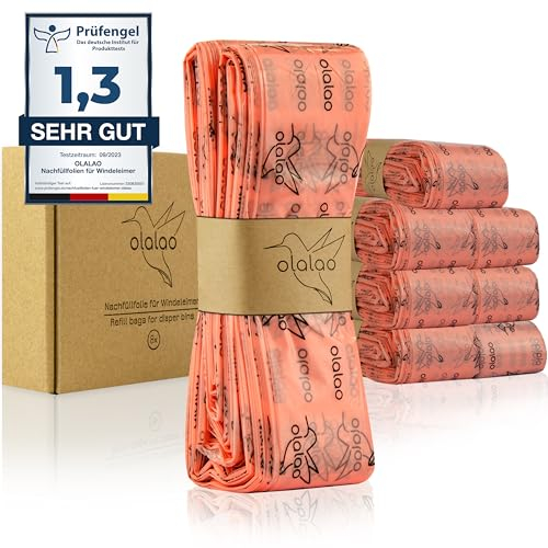 olalao Nachfüllfolie für Windeleimer 8-Pack - kompatibel mit Nachfüllkassetten von Tommee Tippee Twist & Click und weiteren (8 Stück)