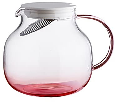 EVSER Iced Tea Jug Plaza de Vidrio de borosilicato con colador de Acero Inoxidable Capacidad de Gran Capacidad de Agua fría Tetera for té Helado, sangría, Limonada Juice Pitcher (Color : B, Size : S)