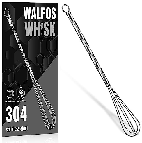 Walfos Long Small Whisks Skinny Little Whisk 10 inch Tiny Mini Whisk With Long Handle for Mixing Sauces, Coffee, Cooking,Beating, Blending Ingredients,