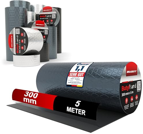 HASKYY Butylband Dachreparatur 30cm x 5M Kamin Wand Dach Balkon Anschlussband Abdichtung Bitumen Aluband Aluminium Klebeband Reparaturband Dichtband Anthrazit