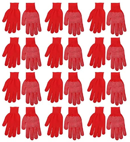 12 paia di guanti con puntini di gomma su un lato in PVC punteggiato guanti da lavoro in poliestere e cotone guanti da lavoro con punti di presa guanti da lavoro