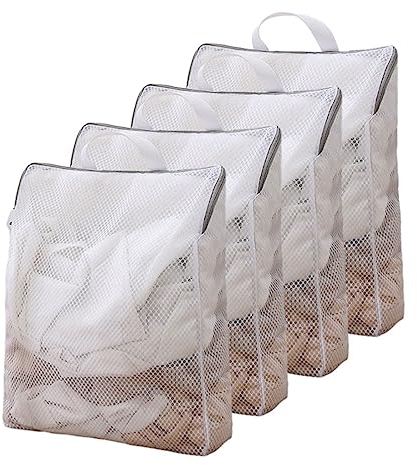 Mollyfox 4Pack Wäschesäcke mit Griffen mit Reißverschluss Wäschenetz für Waschmaschine Wiederverwendbare Wäschebeutel für College Wohnheim und Wohnung sac de rangement de voyage