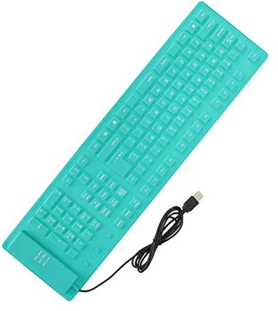 Foldable Silicone Keyboard 108 Keys Silicone Foldable USB Wired Waterproof Mute Typing Full Sealing Foldable Keyboard Orange Computer Accessories & Peripherals (Green)