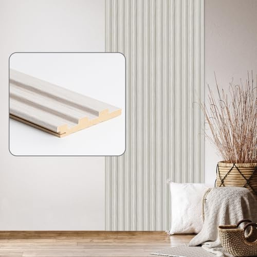Pannelli da parete e soffitto Desiwa in rovere bianco, 10,7 x 125 cm, effetto legno, pannelli in legno MDF