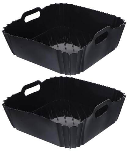 ABOOFAN 2pcs Air Fryer Silicone Liners Baking Mat Double Handle Design for Even Cooking Clean-up Compatible with Air Fryers