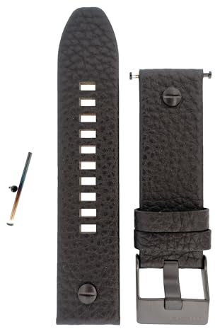 Diesel Armbanduhren für Herren 24mm, Schwarz Leder, original ersatzband für DZ7291