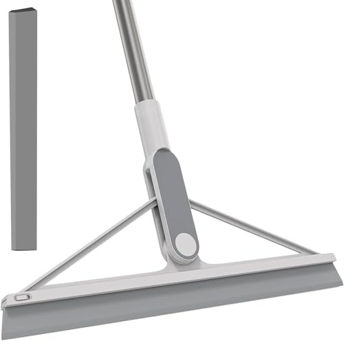 FOGARI Tira Acqua Pavimenti con Lame Silicone 38cm e Manico 105cm - Spatole lavavetri, Tiraacqua Pavimenti Spingiacqua Pavimenti Scopa Tergipavimento, Tergipavimento per Bagno,Doccia,Finestre,Specchi