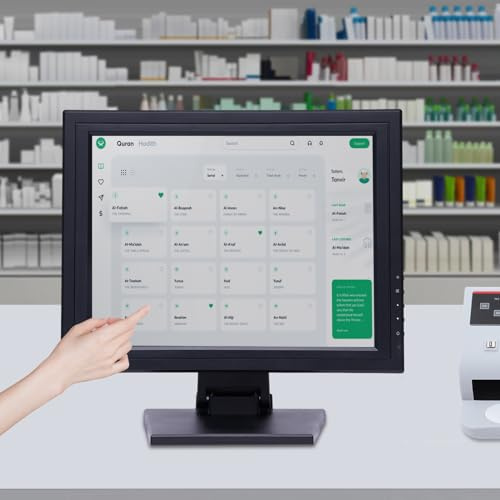 OMGGYER 15 pollici LCD Touch Screen Registratore di cassa piccolo imprenditore monitor per VGA USB PC VOD POS Registratore di cassa System di cassa al dettaglio per vendita al dettaglio, catering,