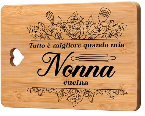 Regalo Nonna, Regalo Nonna Compleanno, Idee Regali Nonna 2026, Regalo per Nonna, Regalo da Cucina per la Nonna, Tagliere in Bambù.