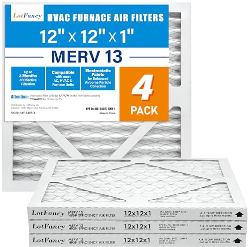 LotFancy MERV 13 Luftfilter, 30,5 x 30,5 x 1 cm, tatsächliche Größe: 29,8 x 29,8 x 1,9 cm, elektrostatischer plissierter HVAC-Ofen-Luftfilter, fängt Tierschuppen Smog Rauch auf