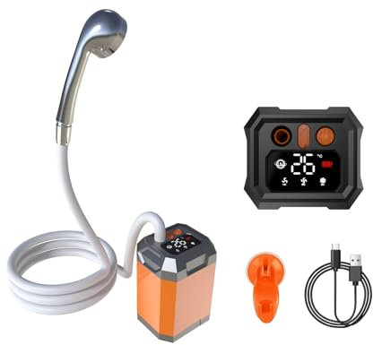 Douche Solaire,Douche Camping,Douche Solaire Camping 5400 mAh, avec Affichage de la température, désinfection UV, adaptée au Camping, à la randonnée, à la Plage