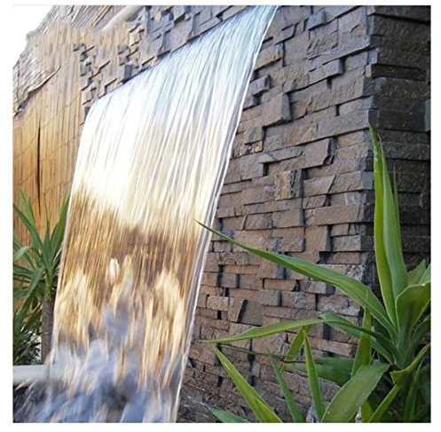 Fontaine de piscine rectangulaire en acier inoxydable avec lames cascade pour piscine et jardin Blanc 1 m