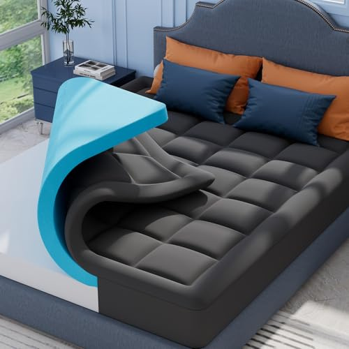 ELEMUSE Grau Matratzen Topper 90x200cm, H3 Gel Topper mit Waschbarem Flauschigem Bezug und Gelschaum