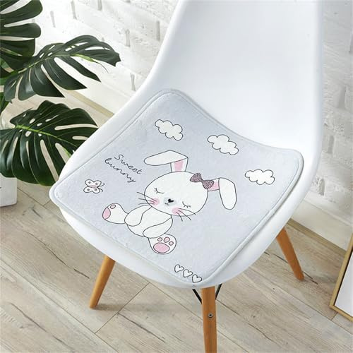 champracer Cojín cuadrado para silla infantil, lavable, suave, cómodo, como cojín para silla, bonito unicornio, animales y plantas (conejo, 25 x 25 cm)