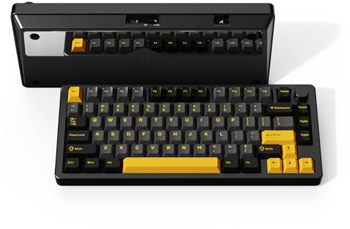 Hoopond X ATTACK SHARK X86 Trådlöst Mekaniskt Tangentbord,Full Aluminum CNC,BT/2.4G/USB-C,75% RGB Knob Control 4000mAh Gaming Tangentbord,Hot-Swap Anpassad Linjär Switch för PC/Win/Mac-Svart