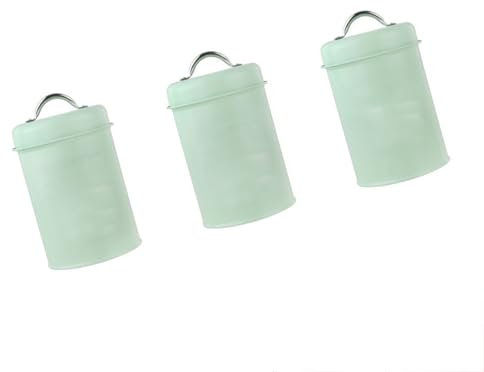 Avejjbaey Juego de 3 botes de hierro de 1200 ml de capacidad para organizar tés, café, azúcar, tarros de almacenamiento de alimentos para encimera de cocina
