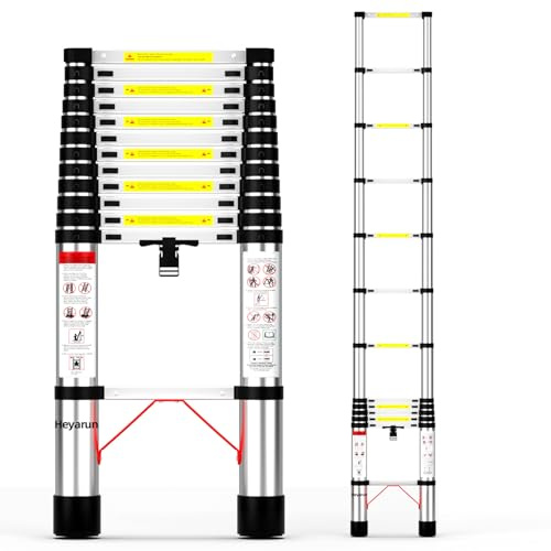 Telescoping Ladder for Home 12.5 FT Extension Foldable Collapsible Compact Escaleras De aluminio para Trabajo Retractable Expandable Ladder,330 lbs Max Capacity Aluminum Ladders for RV,Outdoor Work