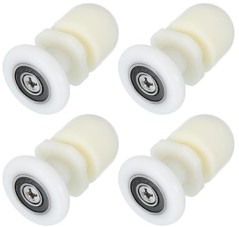 sourcing map 25mm Shower Door Rollers, Sliding Shower Doors Runners Wheels Replacement for Bathroom Glass Doors 4-6mm, White 4 Pcs