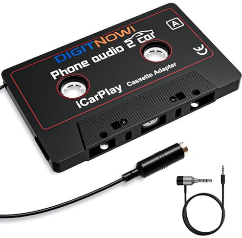 Mersoco Car Cassette Aux Adapter with 3.5MM Cable, Adjustable Cable Orientation, Universal iCarPlay Audio Cassette to Car Stereo for Smartphone, MP3 Player