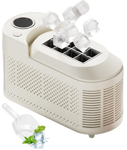 Dotauge Máquina de Hielo portátil pequeña con Pala for Funcionamiento silencioso Ideal el hogar la Cocina y Oficina(White,2 Types Power Supply)
