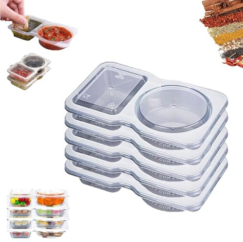 Munch Mate - Recipientes para aperitivos, 5 unidades, con doble compartimento, reutilizables, con tapas, almacenamiento portátil de alimentos para picnics, almuerzos de trabajo y comidas sobre la