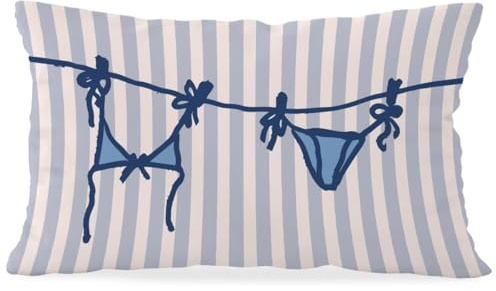 Wheatwin Beachy Throw Pillow Cover 12x20, Blue Coastal Room Decor