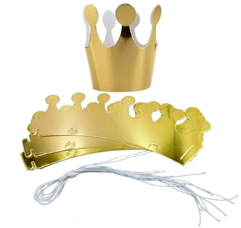 Hrlace Kronen Papier Partyhüte Geburtstagskrone Party Crown Hut Geburtstag-Papier-Hut Papierkronen Set für Kinder Erwachsene Geburtstagsfeier Foto Requisiten Dekoration Gold 30 Stück
