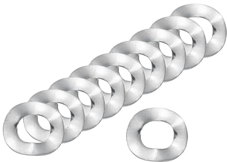 sourcing map Arandela de resorte ondulado, 50 piezas de 0.47 x 0.25 x 0.000 pulgadas (ODxIDxT) – Arandela curvada de acero inoxidable 304 para tornillo y juntas onduladas para maquinaria (plata)
