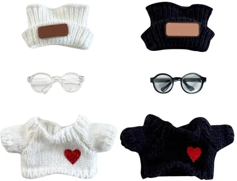 HTTDSLF 2 Sätze Puppenkleidung, Kleidung für Puppe, Kuscheltier Kleidung Outfit für 17 cm Große Puppe, Bekleidungs zubehör für Plush Pullover Hoodie Bekleidung, Geschenke