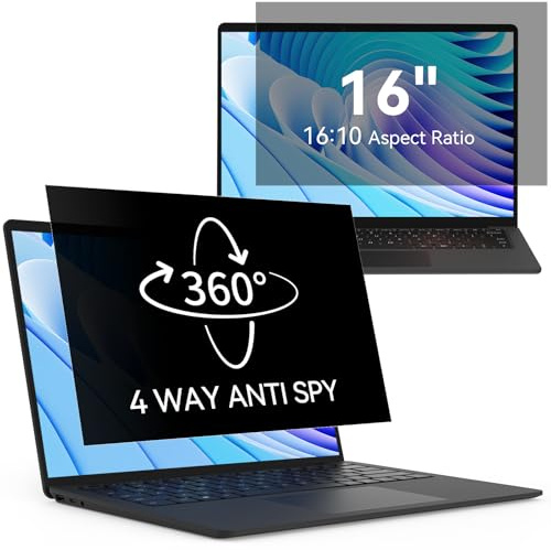 360° Filtre de Confidentialité 16 Pouces 16:10,Protection Ecran Anti-Espion Anti-Reflet,Laptop Privacy Screen Protector Compatible avec Lenovo/Dell/HP/Asus/Samsung/Acer