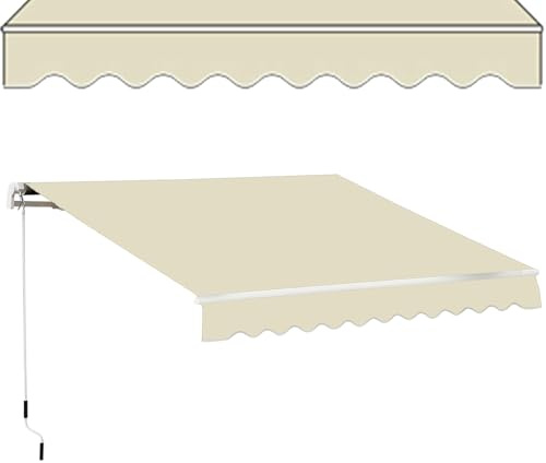 Toldo retráctil para patio de 5 x 1,5/5 x 2/5 x 2,5/5 x montado en la pared, aluminio y poliéster, brazo extensible para exteriores, para balcones, terrazas, jardines, fácil operación con manivela