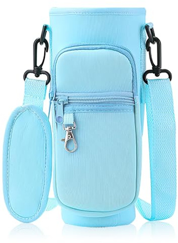 Eddrfy Water Bottle Carrier Bag Compatible with Stanley 40oz Quencher H2.0, Insulated Water Bottle Holder with Phone Pocket, Adjustable Strap Water Bottle Bag, Travel Cup Accessories with Straw Cover