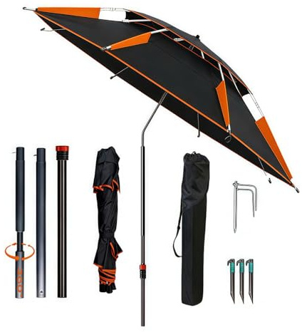 Sonnenschirm Strand Ø 160cm mit Bodenhülse,360° Schwenk Faltbar Strandschirm,Strandschirm mit Winddichtem Einsatz und Tragetasche,Sonnenschutz uv 50 mit Erdspieß,für Balkon,Garten,Terrasse,Strand