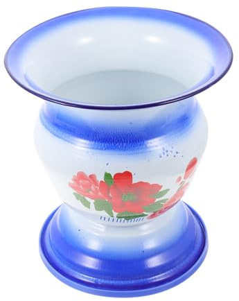 TOPPERFUN Pot de Chambre Vintage en Émail Bleu Base Antidérapante Léger, Compact et Résistant Usage Domestique pour Soin et Hygiène Convient aux Personnes Âgées et Style Aléatoire