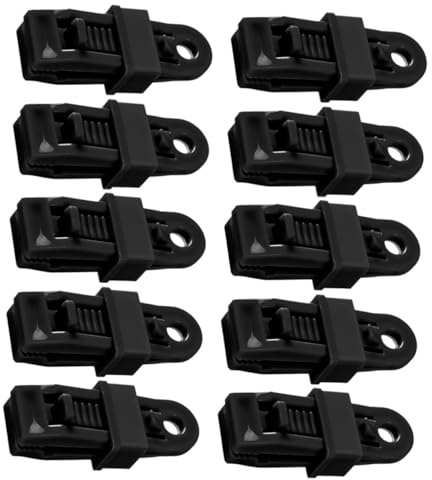 HOODANCOS 10pcs Tent Clips Outdoor Awning Wind Rope Clamps Plastic Tent Trap Clips for Camping Tarpaulins Caravans Canvas Covers Weather-resistant
