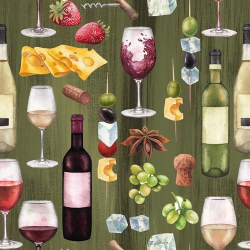 Servietten Papier 33x33cm 3-lagig 20 Stück - hochwertig & nachhaltig - Einweg Papierservietten für Feier Hochzeit Geburtstag Gastronomie Alltag - Wein Käse Trauben