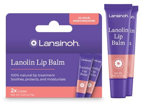 Lansinoh Lanolin Lip Balm, 2 Pack, 0.25 oz Each, Ultra-Moisturizing Lip Care with Natural Lanolin for Dry, Chapped Lips