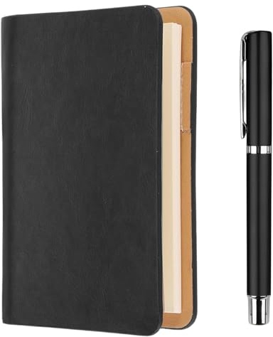 LERANXIN A7 Ringbuch, Ringbuch A7 Nachfüllbar, Glattes Beiges Papier, Mini Notizbuch mit Schwarz-Matte Gelstift für Schule, Kleines Notizbuch für Schulnotizen und Reisetagebücher