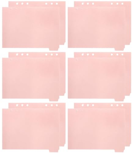 JOINPAYA Separadores de Pestañas para Cuadernos A5, 12 Unidades Desmontables, Divisores de Índice de Carpeta en Plástico Pp Rosa Pastel, Organizadores Prácticos para Uso Escolar y Oficina