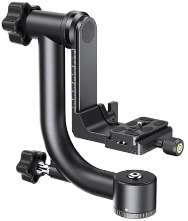 Aluminum Alloy 360 Degree Panoramic Gimbal Tripod Head with 1/4'' Standard Quick Release Plate