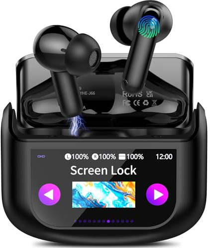 QXUFV AI Écouteur Traducteur Instantané 164 Langues, ANC/ENC Réduction du Bruit, 7 Modes de Traduction, Écran Tactile LED, IPX7 Étanche, 48H Autonomie, Casque Musique/Appels/Traducteur (Noir)