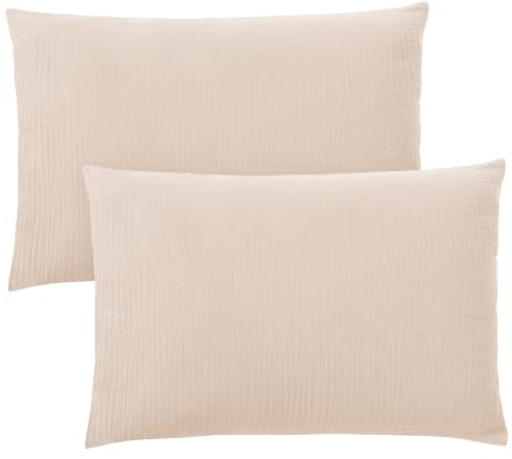 LOMUG Kissenbezug 40 x 60 cm, 100% Musselin Baumwolle, Kissenbezüge für Kissenbezug, Kopfkissenbezug Kissenhülle Kinderbettwäsche Kinderzimmer, Weich und Bügelfrei (Apricotfarben)