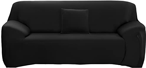 ele ELEOPTION Sofa Überwürfe Sofabezug Stretch elastische Sofahusse Sofa Abdeckung in Verschiedene Größe und Farbe Herstellergröße 235-300cm (Schwarz, 4 Sitzer für Sofalänge 220-300cm)