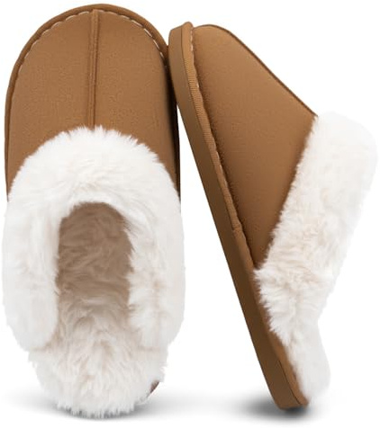 ChayChax Donna Uomo Pantofole Invernali Caldo Pelose Ciabatte Casa Comode Peluche Inverno Scarpe Casa di Cotone Morbida Winter Slippers, Marrone, 44/45 = 46/47 Etichetta