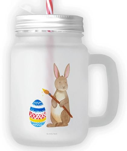Mr. & Mrs. Panda Trinkglas Mason Jar Hase Eier Malen - Ostergeschenke, Osterdeko, Geschenk, Frohe Ostern, Ostern, Sommerparty Einrichtung,