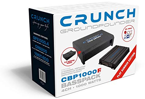 Crunch CBP 1000F | Flacher Subwoofer + 4-Kanal-Verstärker + kompletter Kabelsatz