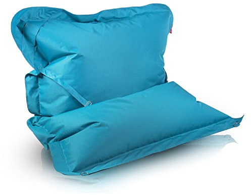Ecopuf Puff jättekudde komplett med remmar fåtölj polyestersäck vattentät puff med stoppning för inomhus och utomhus 170 x 135 cm