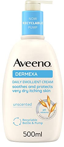 Aveeno Dermexa Daily Emollient Cream (1x 500ml), Emollient Cream Enriched with Triple Oat Complex and Ceramides for Sensitive Skin, Soothing Relief from Itchy, Dry Skin Prone to Eczema
